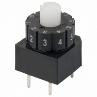 Thumbwheel Switch,BCD,ON-ON,Number Of Positions:10,PC TAIL Terminal,THUMBWHEEL,PCB Hole Count:5