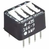 Switch DIP ON OFF SPST 4 Raised Rocker 0.1A 24VDC PC Pins 2.54mm Thru-Hole
