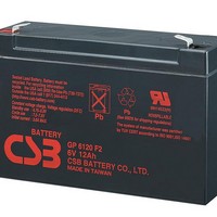 CSB Sealed Lead Acid Batteries, Voltage: 6 V, Capacity: 11 Ah, Dimensions: (L X W X H) 5.94 X 1.97 X 3.7 , Contact: .25 Disconnect, Used For: UPS, Emergency Lighting, Security And Any Floating Applications