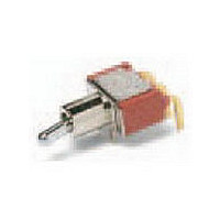 Toggle Switch,RIGHT ANGLE,SPDT,(ON)-OFF-(ON),PC TAIL Terminal,TOGGLE BAT,PCB Hole Count:5