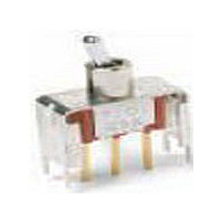Toggle Switch,STRAIGHT,SPDT,(ON)-OFF-(ON),PC TAIL Terminal,PADDLE,PCB Hole Count:7