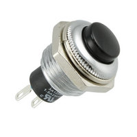 SWITCH PB SPST 3A BLK SOLDER LUG