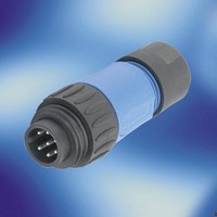 Circular DIN Connectors 6+PE MALE STRT BLUE SOLDER SILVR CONTACT