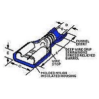 TERMINAL, FEMALE DISCONNECT 0.187IN BLUE
