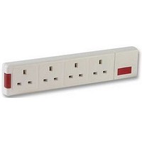 TRAILING SOCKET,4WAY,FUSED,SWITCHED,WHT