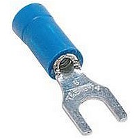 TERMINAL, SPADE/FORK, 1/4IN, CRIMP, BLUE