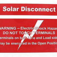 Photovoltaic (Solar) Connectors Solar Disconnect Label 100/Roll