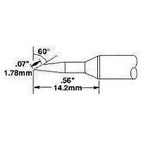 Solder Tip, Std. Cartridge, 60 Deg. Bevel, 0.07" (1.78 mm) x 0.56" (14.2 mm) L